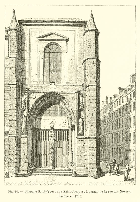 Kapelle Saint-Yves, Rue Saint-Jacques, an der Ecke der Rue des Noyers, abgerissen 1796 von French School
