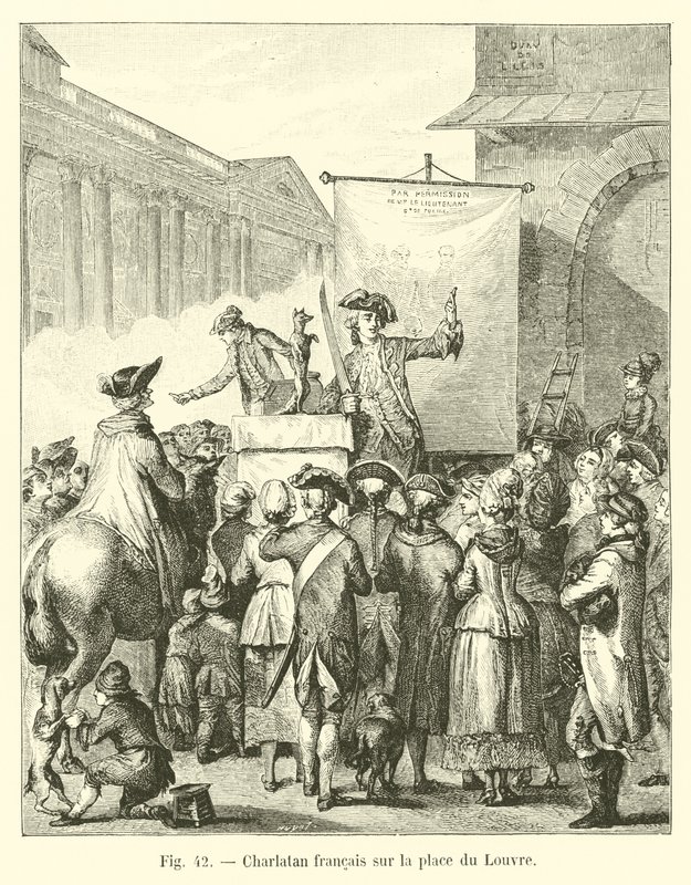 Französischer Scharlatan auf dem Place du Louvre von French School