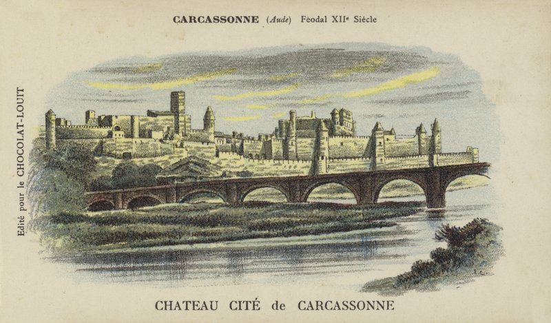 Schloss und Stadt Carcassonne, Carcassonne, Aude von French School