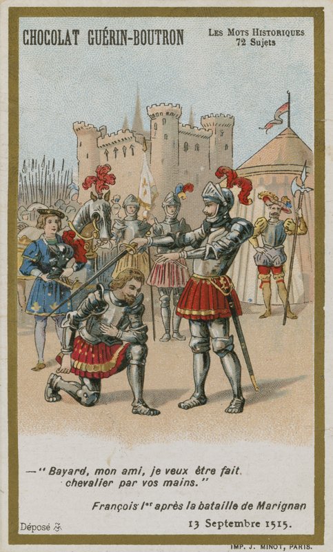 Chocolat Guerin-Boutron Handelskarte, Serie Historische Worte von French School
