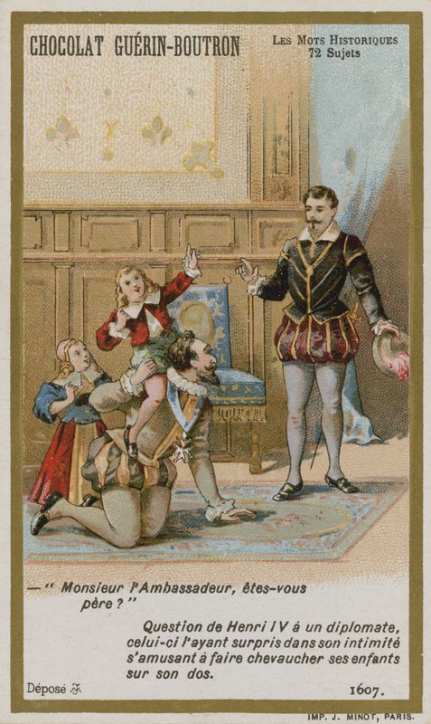 Chocolat Guerin-Boutron Handelskarte, Serie Historische Worte von French School