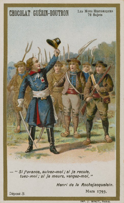 Chocolat Guerin-Boutron Handelskarte, Serie Historische Worte von French School