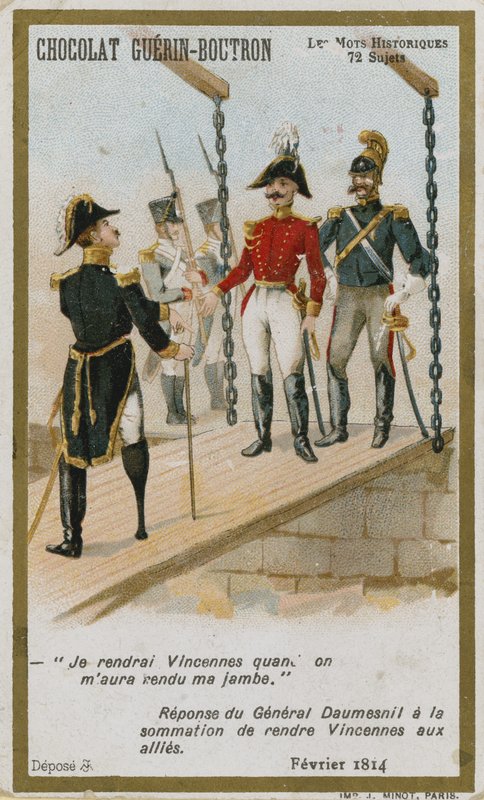Chocolat Guerin-Boutron Sammelkarte, Historische Wörter Serie von French School