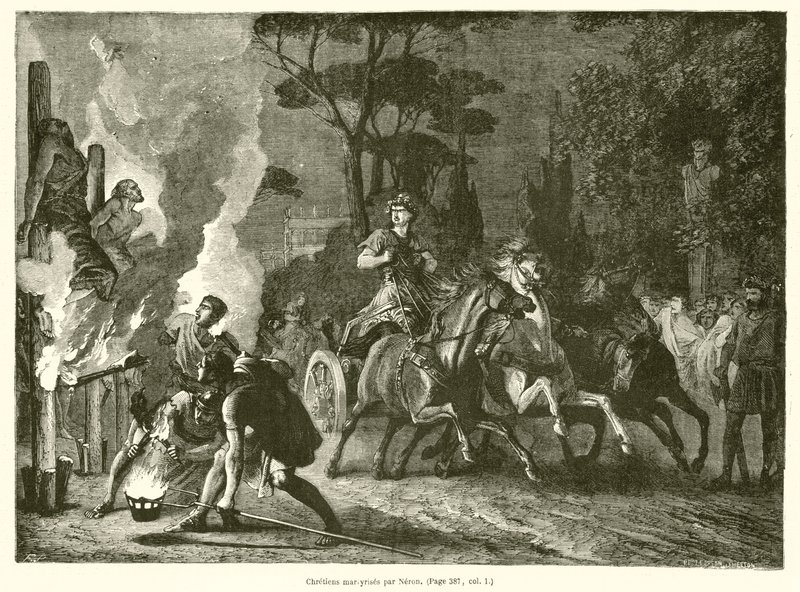 Christen, gemartert von Nero (Gravur) von French School