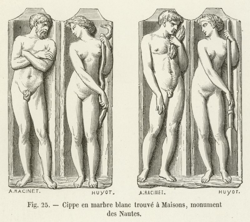 Cippus aus weißem Marmor gefunden in Maisons, Monument der Nautes von French School