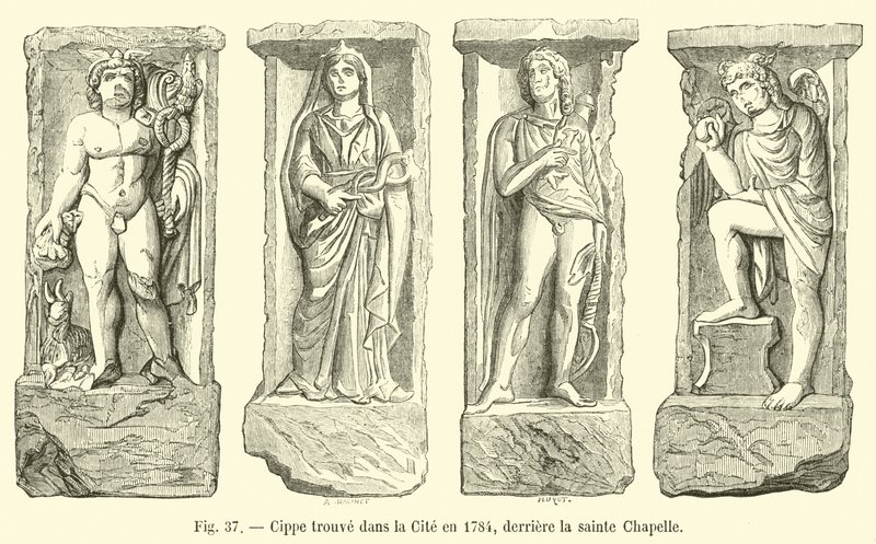 Cippus gefunden in der Stadt 1784, hinter der Sainte-Chapelle von French School