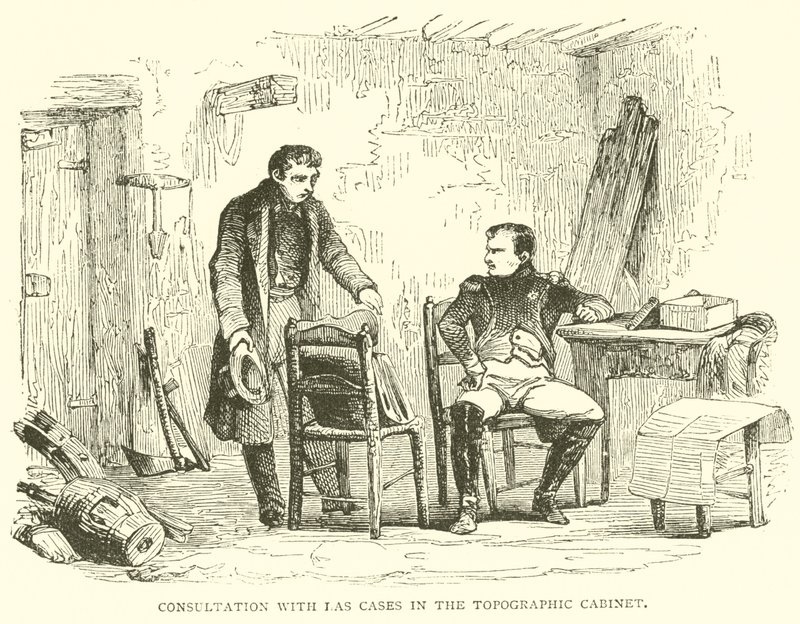Beratung mit Las Cases im topografischen Kabinett (Gravur) von French School