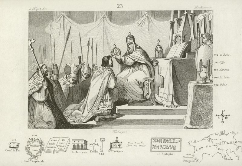 Krönung von Karl dem Großen zum Heiligen Römischen Kaiser, Rom, 800 von French School
