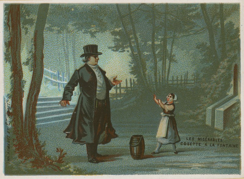 Cosette am Brunnen; Szene aus Les Miserables von Victor Hugo von French School