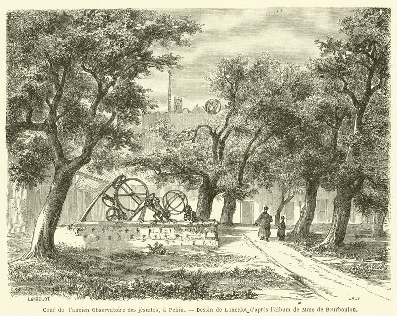 Hof des alten Jesuitenobservatoriums in Peking (Gravur) von French School