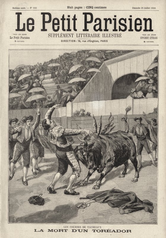 Tod des spanischen Stierkämpfers El Tito, Perpignan, Frankreich von French School