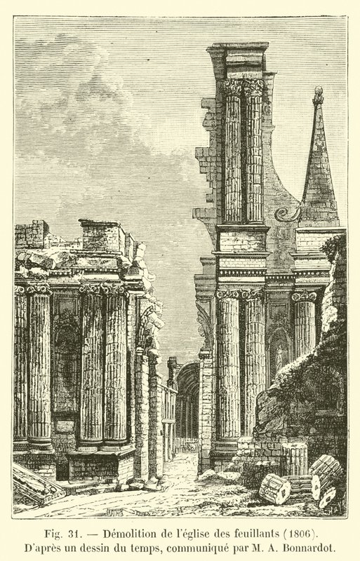 Abriss der Kirche der Feuillants, 1806, nach einer zeitgenössischen Zeichnung, mitgeteilt von M A Bonnardot von French School