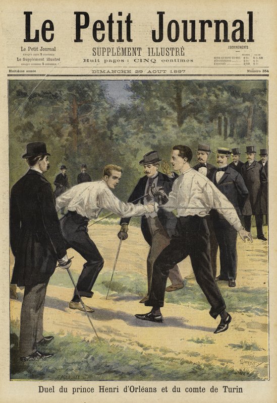 Duell zwischen Prinz Henri von Orléans und dem Grafen von Turin, Vaucresson, Frankreich, 1897 von French School