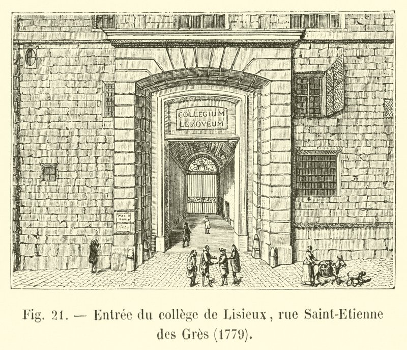 Eingang des Kollegs von Lisieux, Rue Saint-Etienne des Gres, 1779 von French School