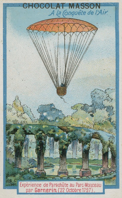 Fallschirmexperimente im Parc Monceau von Andre-Jacques Garnerin (22. Oktober 1797) von French School