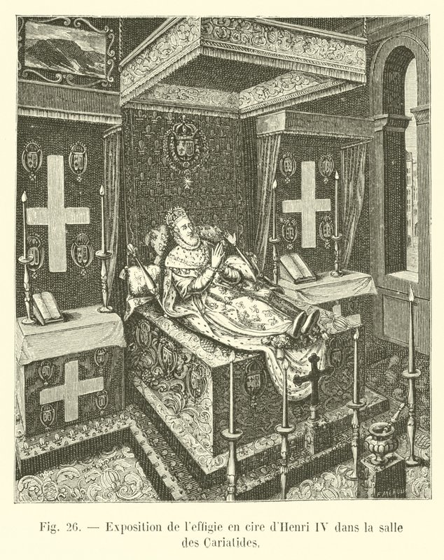 Ausstellung der Wachsfigur von Heinrich IV. im Saal der Karyatiden von French School