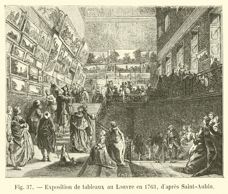 Ausstellung von Gemälden im Louvre, 1763, nach Saint-Aubin von French School