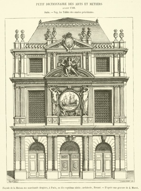Fassade des Hauses der Tuchhändler in Paris im 17. Jahrhundert von French School