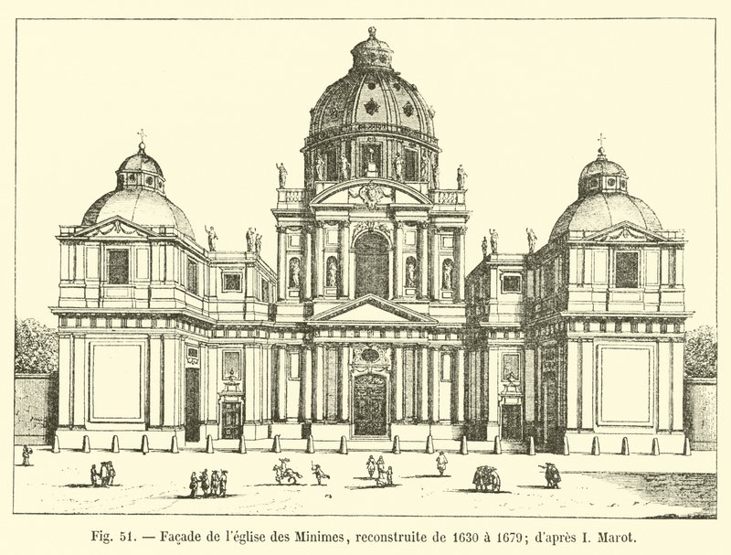 Fassade der Kirche der Minimes, wiederaufgebaut von 1630 bis 1679 (nach I. Marot) von French School