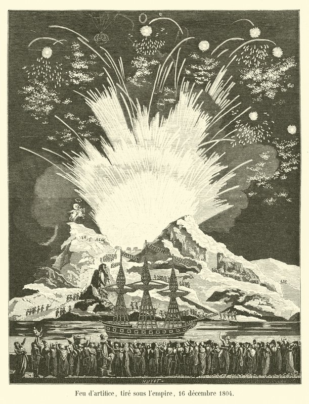 Feuerwerk, abgefeuert unter dem Kaiserreich, 16. Dezember 1804 von French School