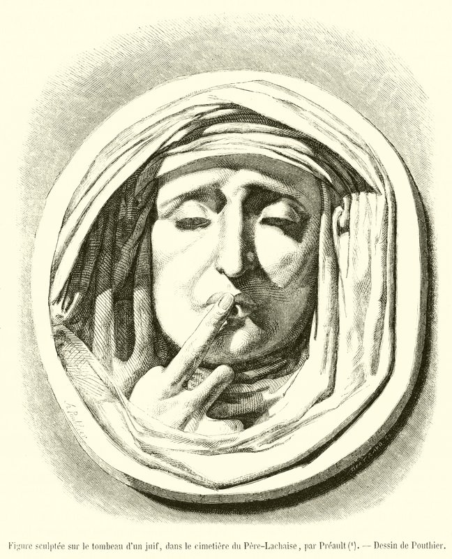 Skulptur auf dem Grab eines Juden, auf dem Friedhof Père-Lachaise von French School