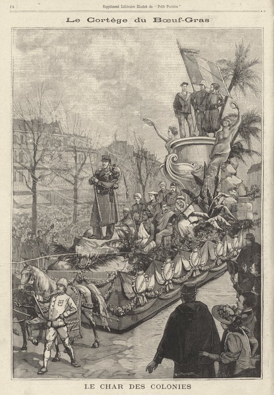 Wagen der Kolonien im Boeuf Gras Karnevalsumzug, Paris, Frankreich von French School