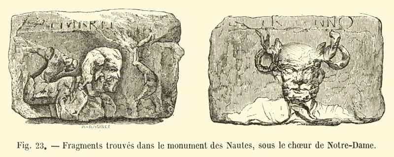 Fragmente gefunden im Monument der Nautes, unter dem Chor von Notre-Dame von French School
