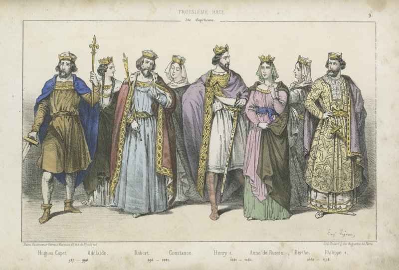 Französische Könige und Königinnen des 10., 11. und 12. Jahrhunderts von French School