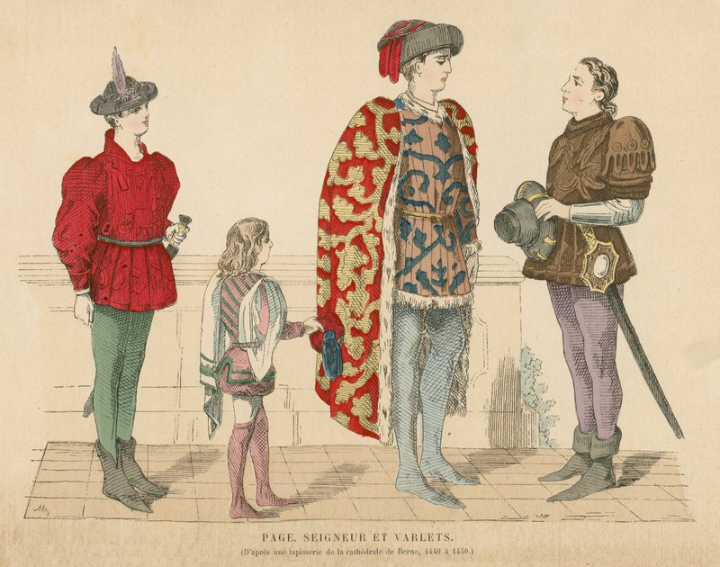Französischer Herr und Diener, Mitte des 15. Jahrhunderts von French School