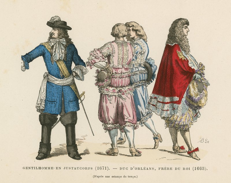 Französische Herrenkostüme, 17. Jahrhundert von French School