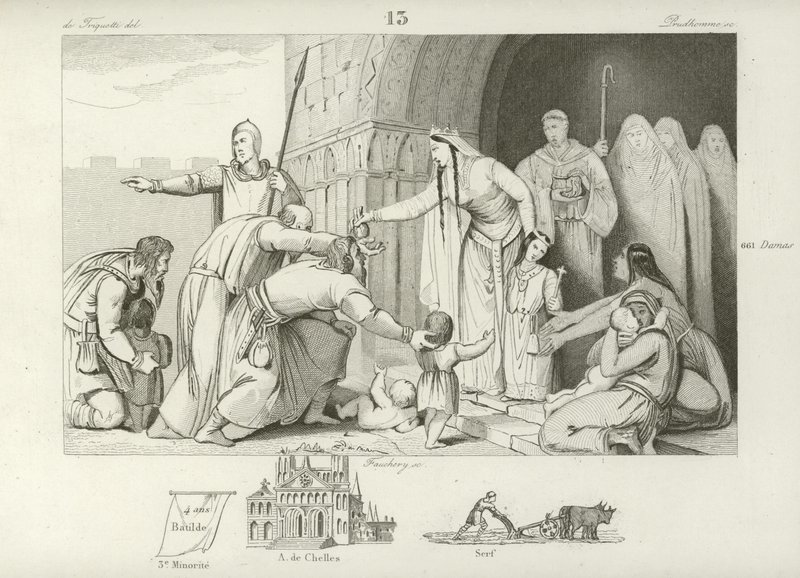 Almosen an die Armen, Herrschaft von Chlothar III., König von Neustrien und Burgund, 7. Jahrhundert von French School