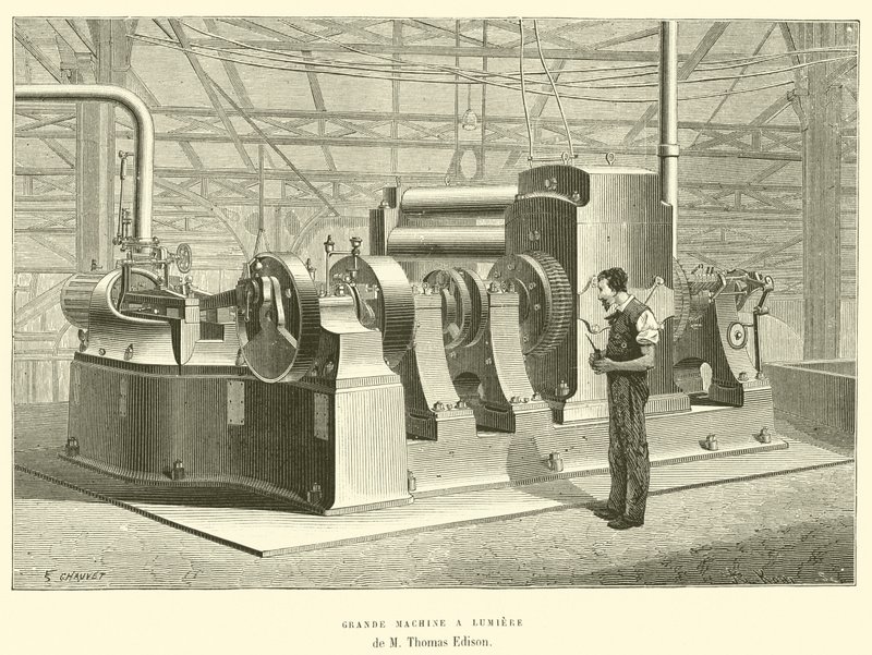 Große Lichtmaschine von Thomas Edison von French School