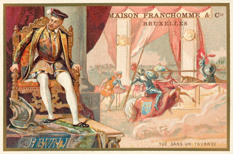 Heinrich II. von Frankreich bei einem Turnier von Gabriel Montgomery getötet von French School