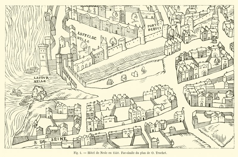Hotel de Nesle im Jahr 1550, Faksimile des Plans von O Truchet von French School