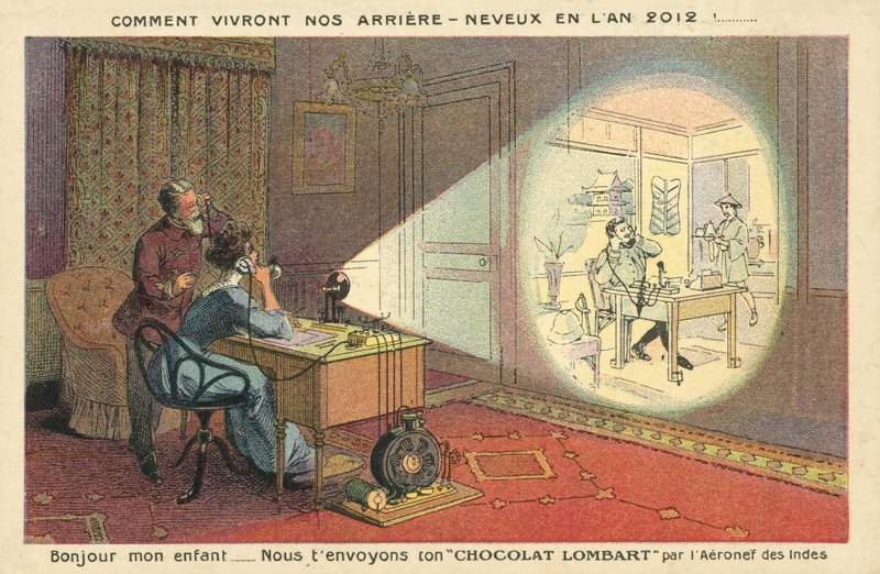 Wie Menschen im Jahr 2012 leben werden (Farblithografie) von French School