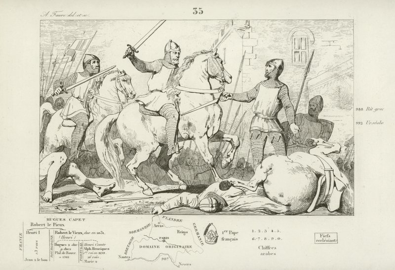 Hugo Capet nimmt Karl von Lothringen gefangen, 991 von French School