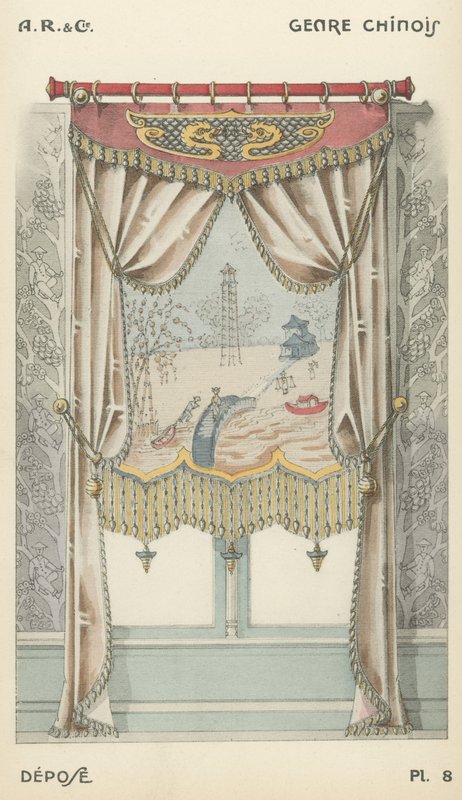 Illustration aus dem Innenarchitektur-Produktkatalog von A R & Cie, Frankreich von French School