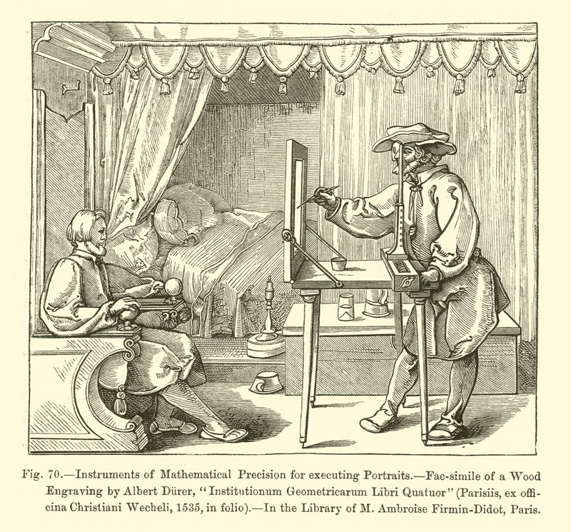 Instrumente mathematischer Präzision zur Ausführung von Porträts (Gravur) von French School