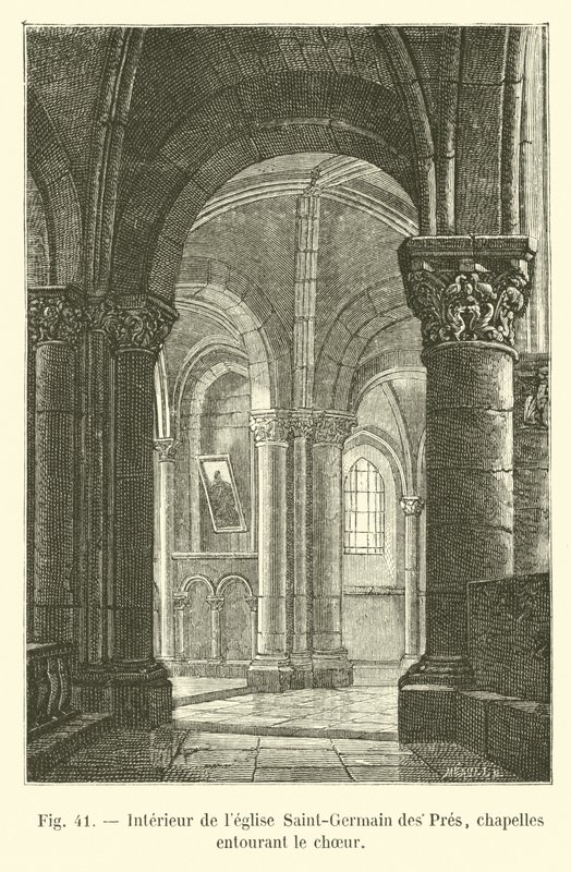 Innenraum der Kirche Saint-Germain des Prés, Kapellen um den Chor von French School