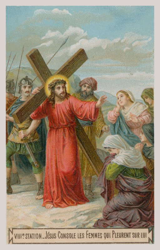 Jesus tröstet die weinenden Frauen. Die achte Station des Kreuzwegs von French School
