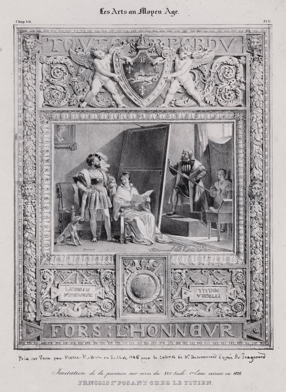 König Franz I. von Frankreich posiert für sein Porträt des italienischen Malers Tizian von French School