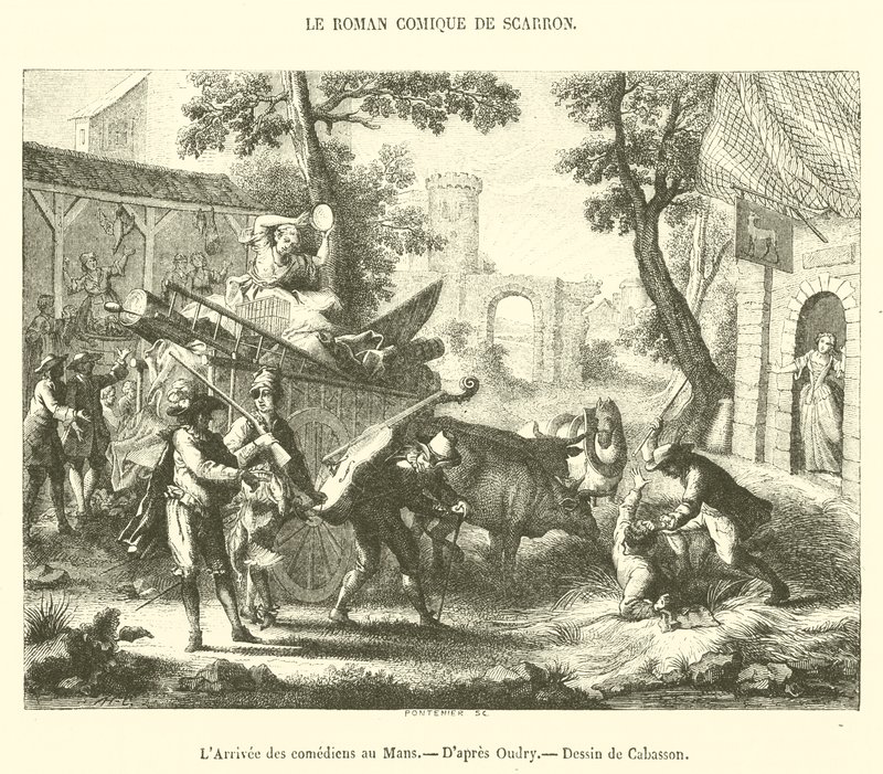 Die Ankunft der Komödianten in Le Mans von French School