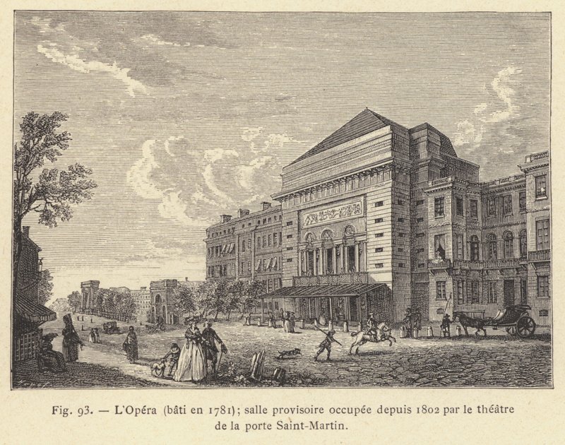 Die Oper, erbaut 1781, provisorischer Saal seit 1802 vom Theater der Porte Saint-Martin genutzt von French School