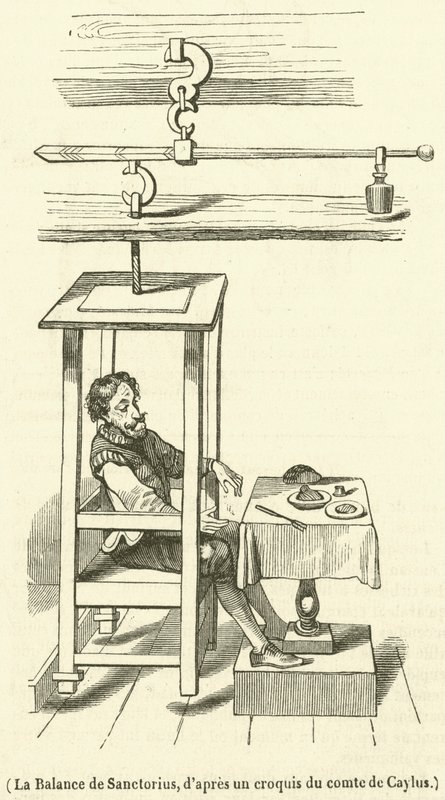 Die Waage des Sanctorius (Gravur) von French School