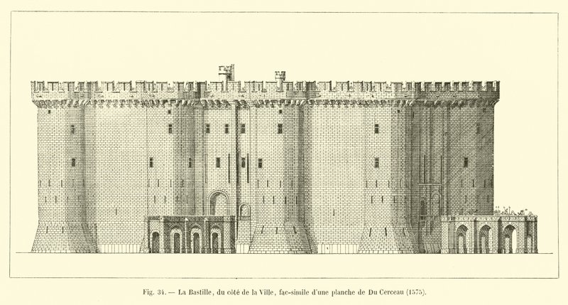 Die Bastille, von der Stadtseite, Faksimile einer Platte von Du Cerceau, 1575 von French School