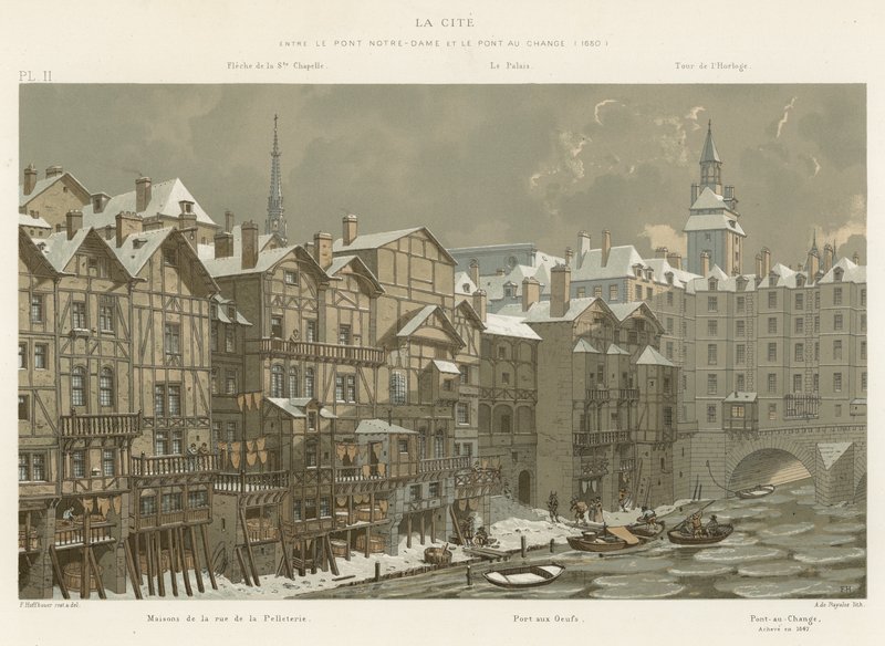 Die Cite, zwischen Pont Notre-Dame und Pont au Change, 1650 von French School