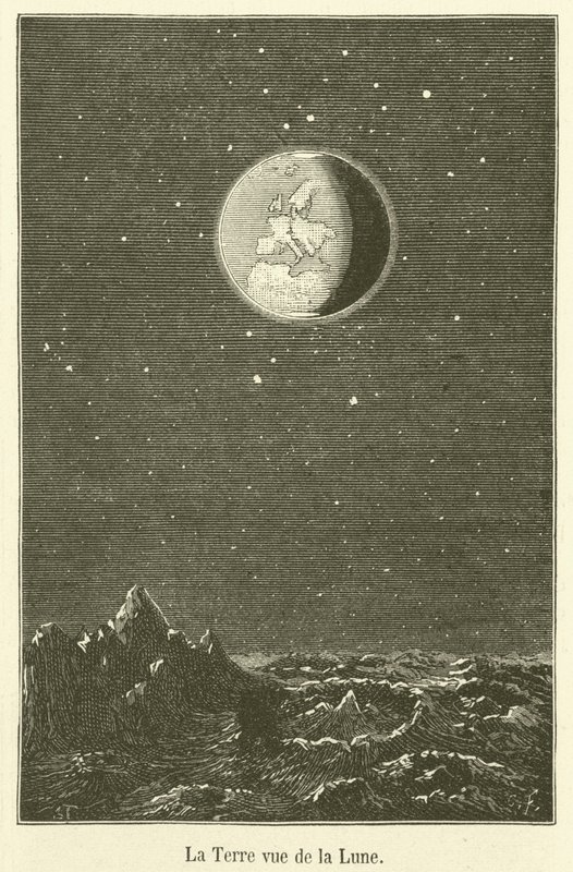 Die Erde vom Mond aus gesehen (Stich) von French School