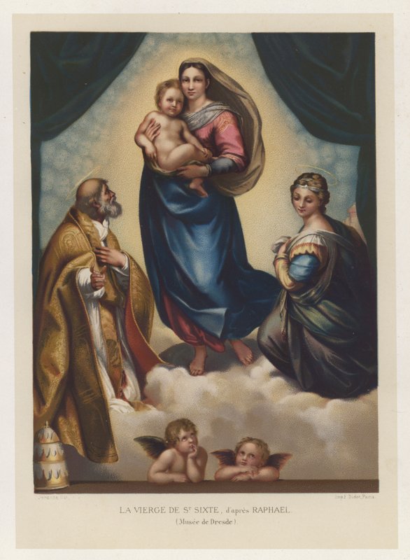Die Sixtinische Madonna, nach Raphael, Museum von Dresden von French School
