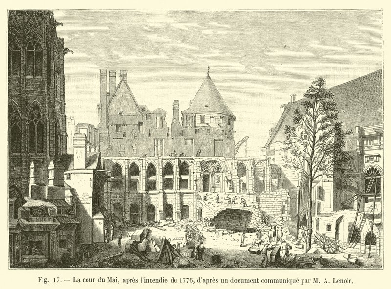Der Maihof nach dem Brand von 1776, nach einem Dokument von M. A. Lenoir von French School