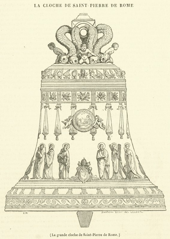 Die große Glocke von Sankt Peter in Rom (Gravur) von French School